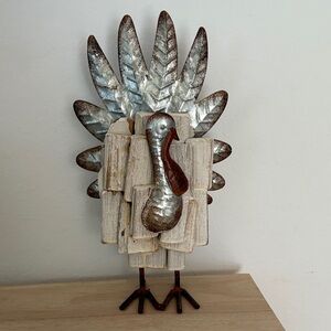 Stanley Metallic Silver and Rustic Brown Turkey Sculpture 11” tall